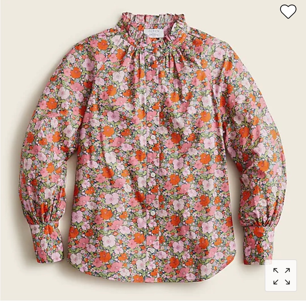 J. Crew Ruffleneck organic cotton top in Liberty® Meadow Song floral